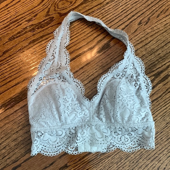 aerie Other - Aerie padded halter bralette in grey lace
